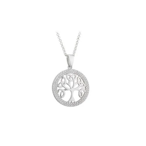 Solvar Necklaces Solvar Sterling Silver Cz Tree Of Life Pendant