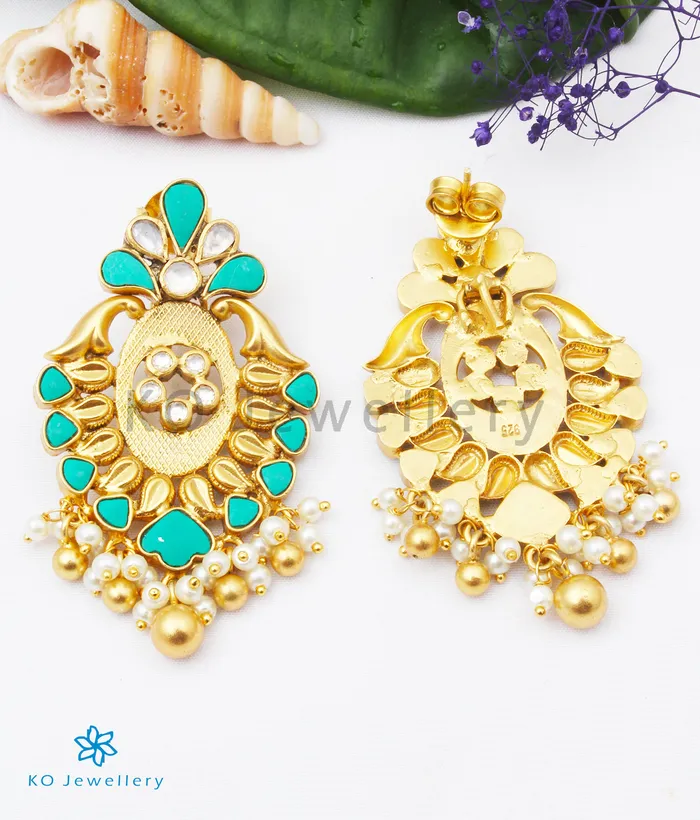 The Parna Silver Kundan Earrings Turquoise kundan Earrings