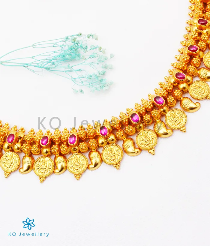 The Pratha Antique Silver Lakshmi Kasumala Coin Necklace Set of 2 Silversmith Necklaces