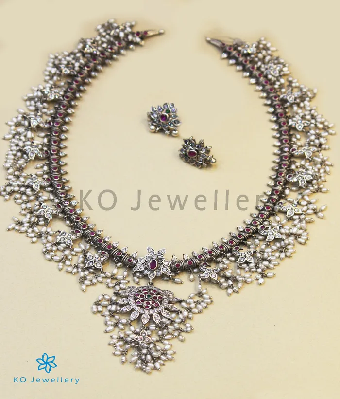 The Sarisha Silver Guttapusalu Necklace Silversmith Necklaces