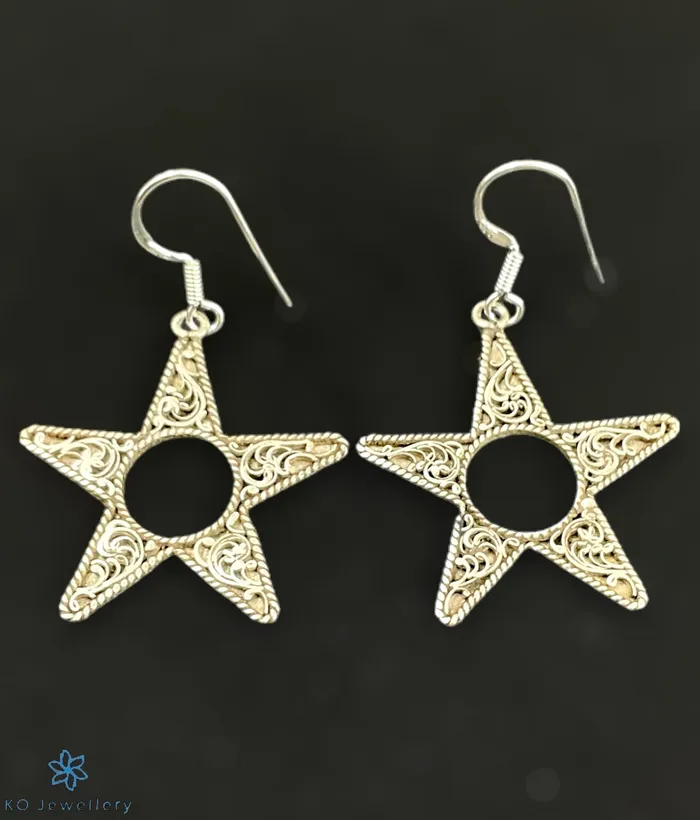 The Star Silver Earrings Jaipur Earrings