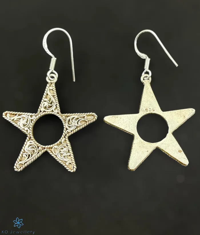 The Star Silver Earrings Jaipur Earrings