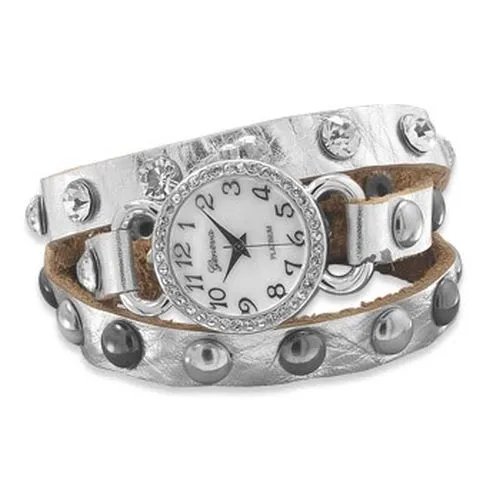 Watches MMA MMA Silver Leather Fashion Wrap Watch
