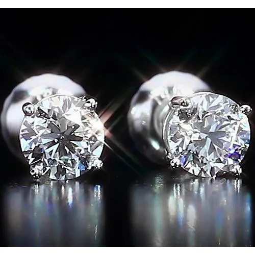 White Gold 14K Stud Earrings 2 Carats Round Cut Natural Earth Mined Diamonds GB Earrings White Gold 14K Stud Earrings 2 Carats Round Cut Natural Earth Mined Diamonds GB Earrings