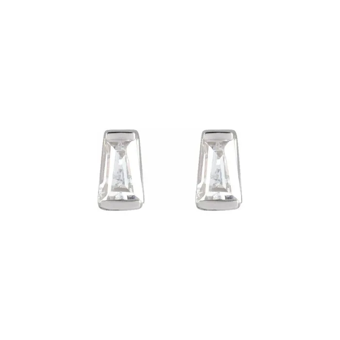 0125ctw Mini Tapered Baguette Bar Set Diamond Stud Earrings in Solid Gold Anueva Jewelry Earrings