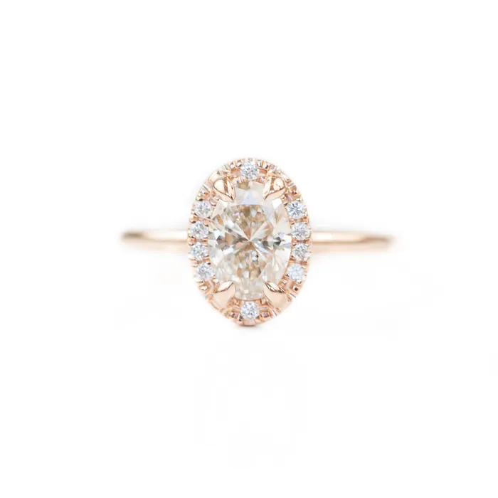 101ct Oval Champagne Diamond in Halo 18k Rose Gold Setting Anueva Jewelry Earrings 101ct Oval Champagne Diamond in Halo 18k Rose Gold Setting Anueva Jewelry Earrings
