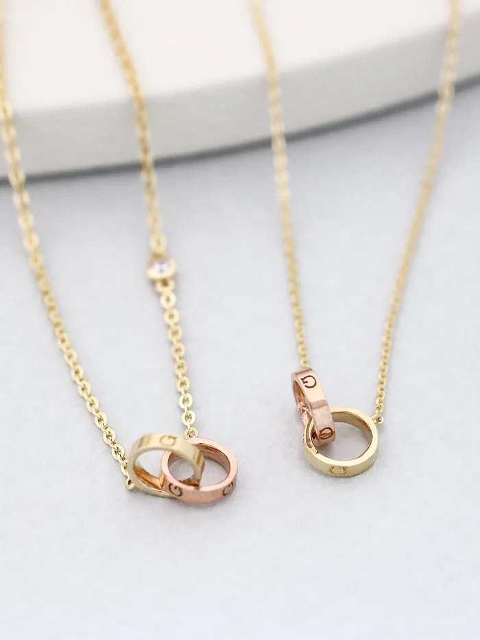 14K 18K gold Love Two Ring Necklace MinimalBijoux Necklaces