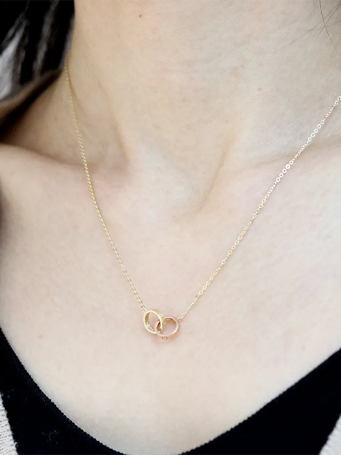 14K 18K gold Love Two Ring Necklace MinimalBijoux Necklaces