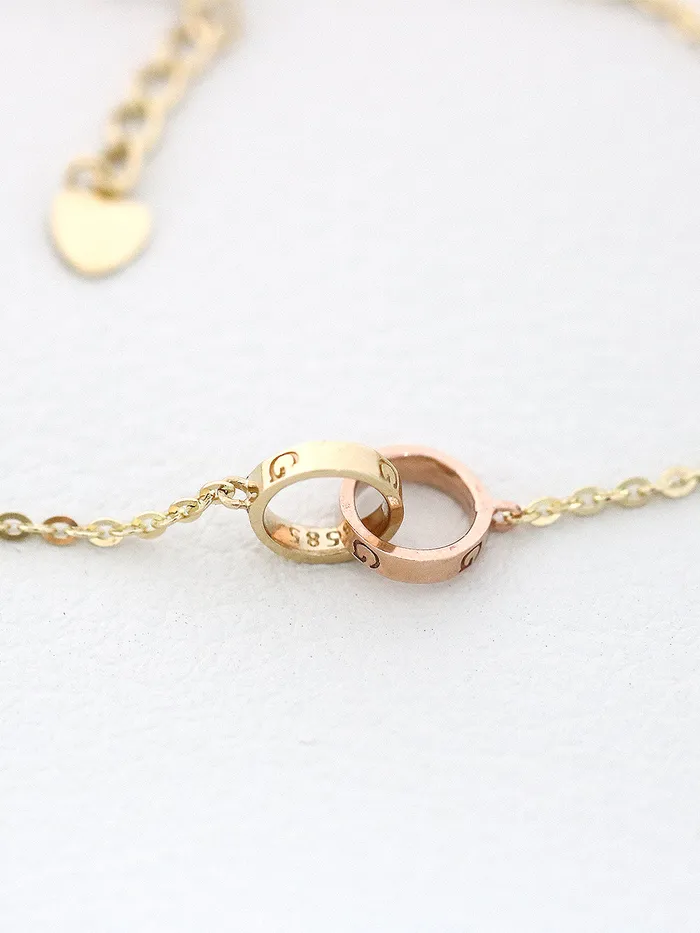 14K 18K gold Love Two Ring Necklace MinimalBijoux Necklaces