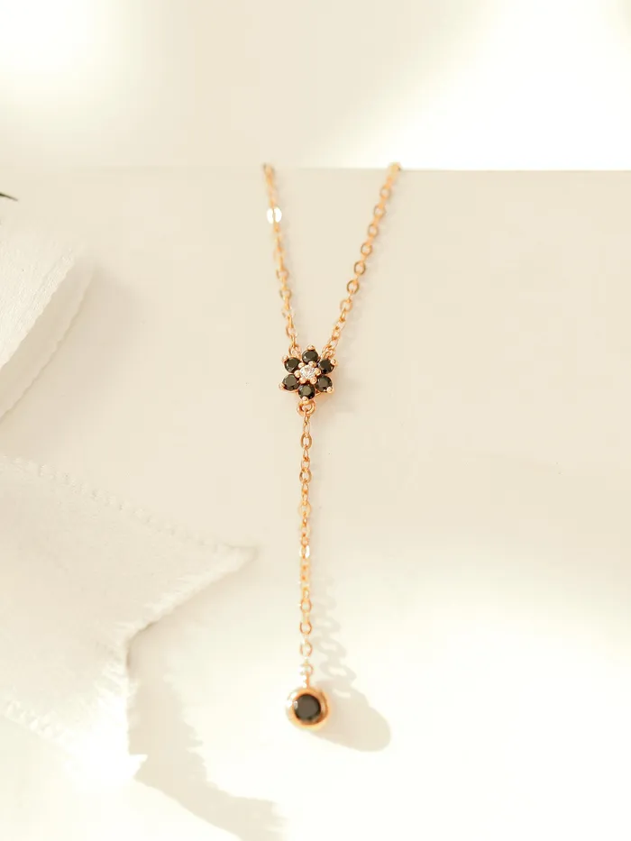14K 18K Gold Lovely Flower Y Necklace MinimalBijoux Necklaces