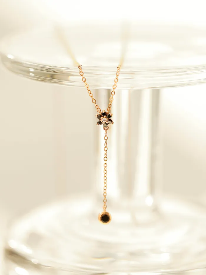14K 18K Gold Lovely Flower Y Necklace MinimalBijoux Necklaces