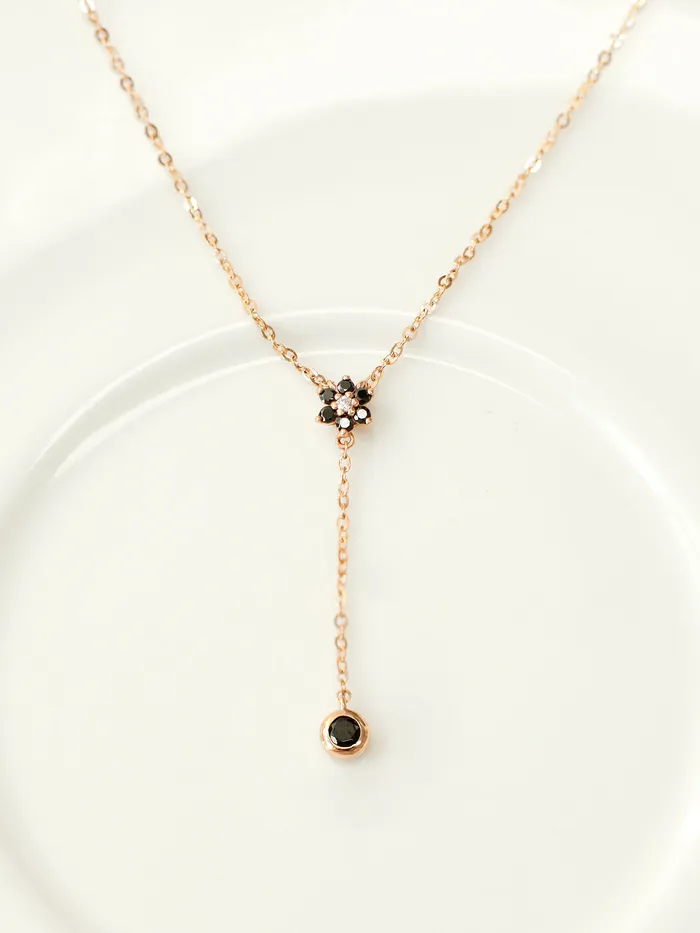 14K 18K Gold Lovely Flower Y Necklace MinimalBijoux Necklaces