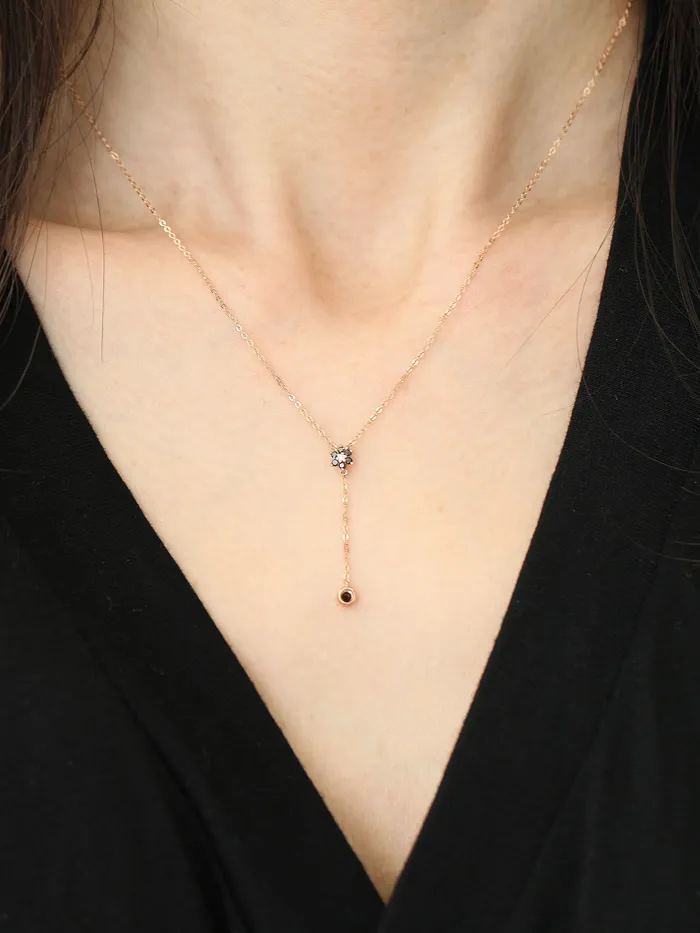 14K 18K Gold Lovely Flower Y Necklace MinimalBijoux Necklaces