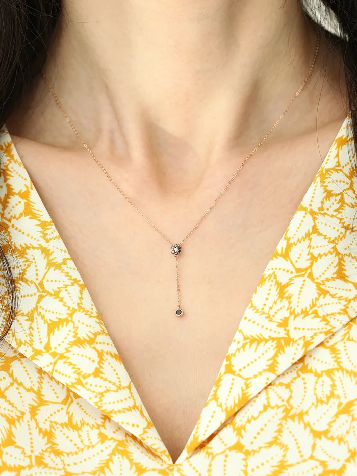 14K 18K Gold Lovely Flower Y Necklace MinimalBijoux Necklaces