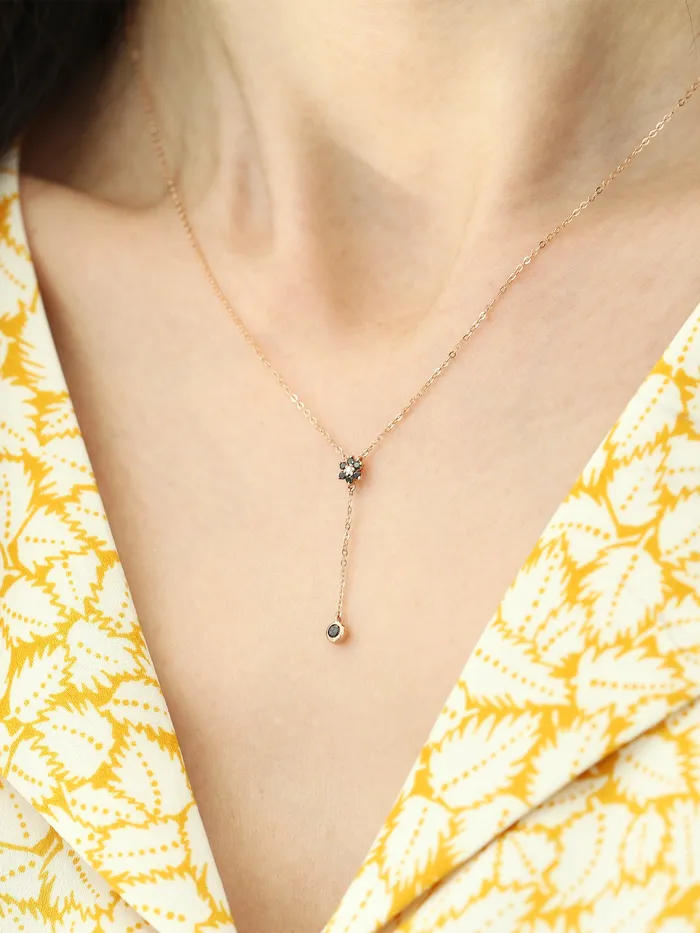 14K 18K Gold Lovely Flower Y Necklace MinimalBijoux Necklaces