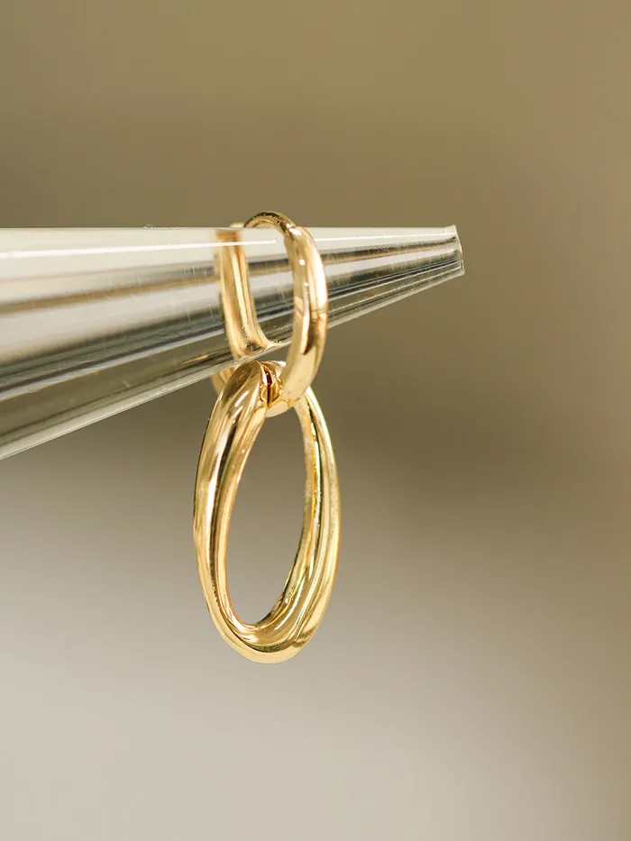 14K 18K Gold Oval Round Drop Cartilage Hoop Earring MinimalBijoux Earrings