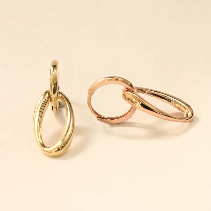 14K 18K Gold Oval Round Drop Cartilage Hoop Earring MinimalBijoux Earrings