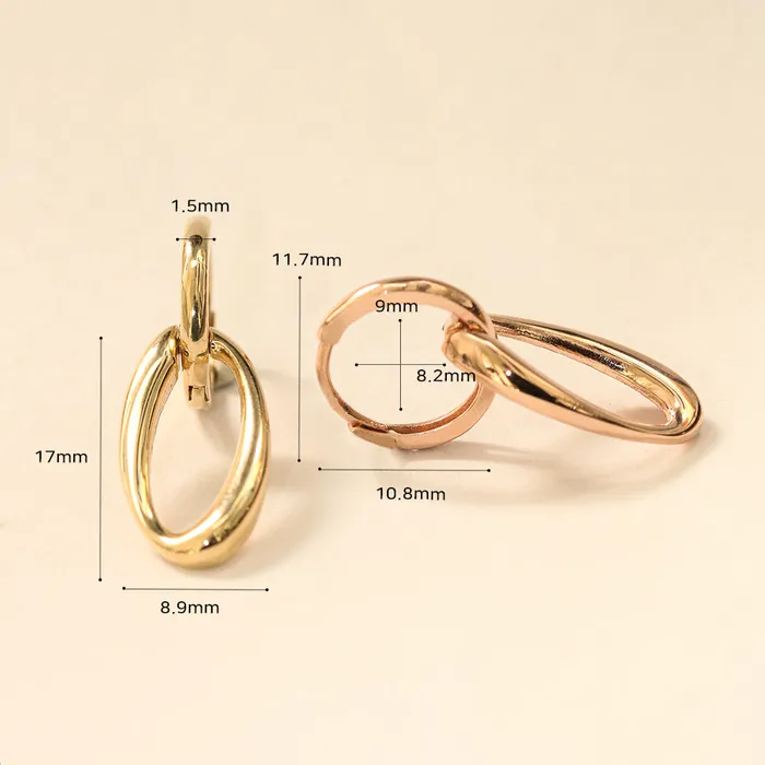 14K 18K Gold Oval Round Drop Cartilage Hoop Earring MinimalBijoux Earrings
