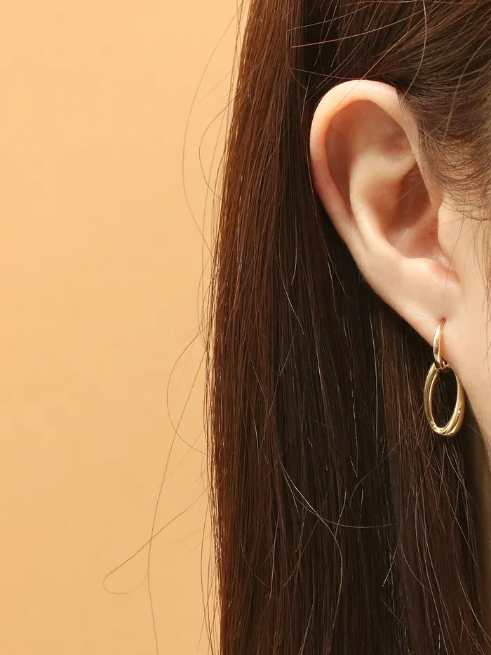 14K 18K Gold Oval Round Drop Cartilage Hoop Earring MinimalBijoux Earrings