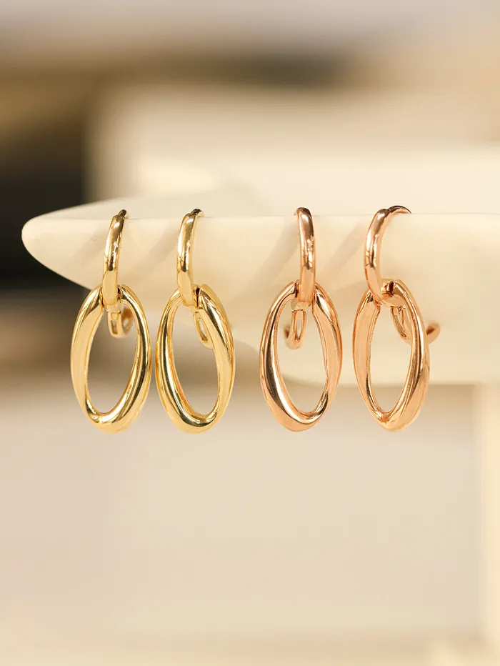 14K 18K Gold Oval Round Drop Cartilage Hoop Earring MinimalBijoux Earrings