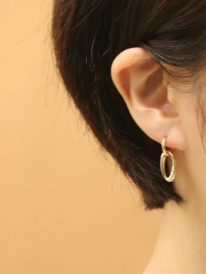 14K 18K Gold Oval Round Drop Cartilage Hoop Earring MinimalBijoux Earrings
