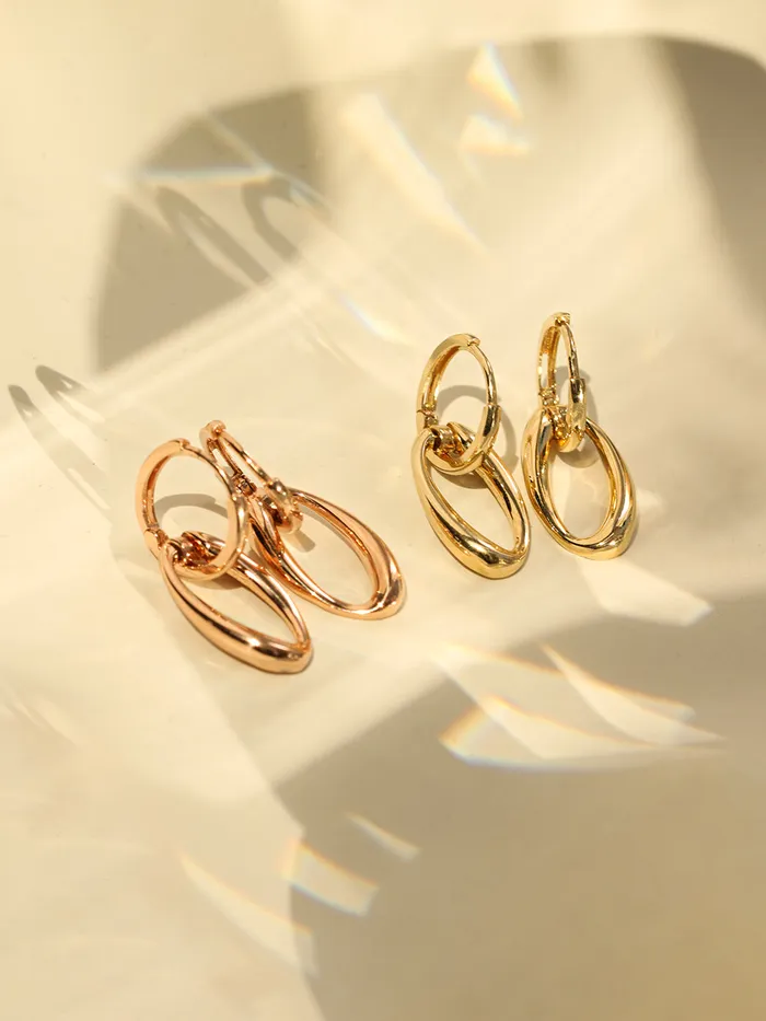 14K 18K Gold Oval Round Drop Cartilage Hoop Earring MinimalBijoux Earrings