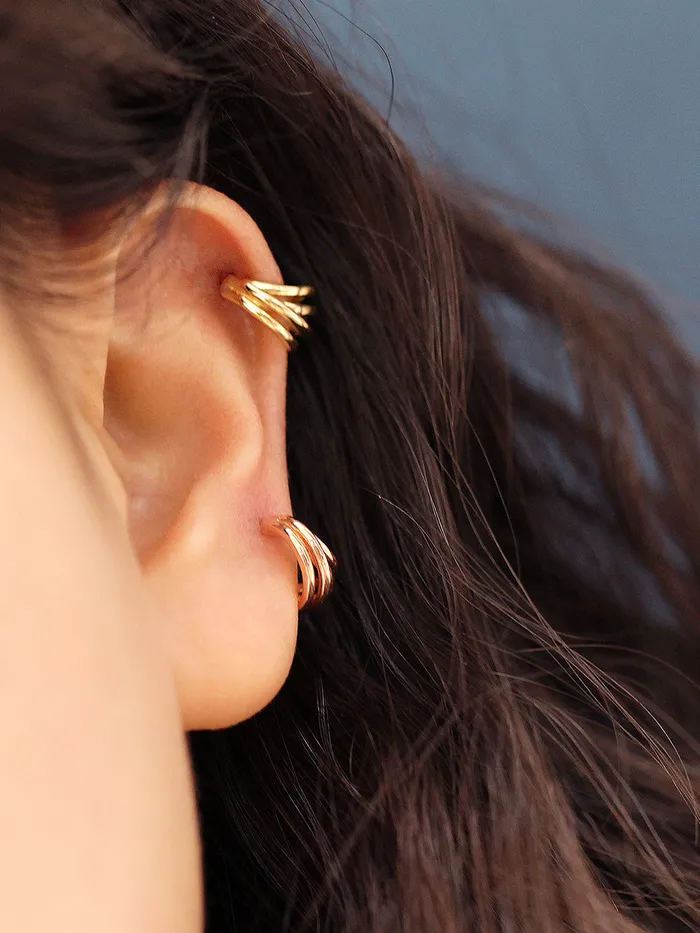 14K Gold 4 Line Cartilage Earring 20G MinimalBijoux Earrings