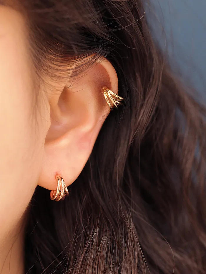 14K Gold 4 Line Cartilage Earring 20G MinimalBijoux Earrings