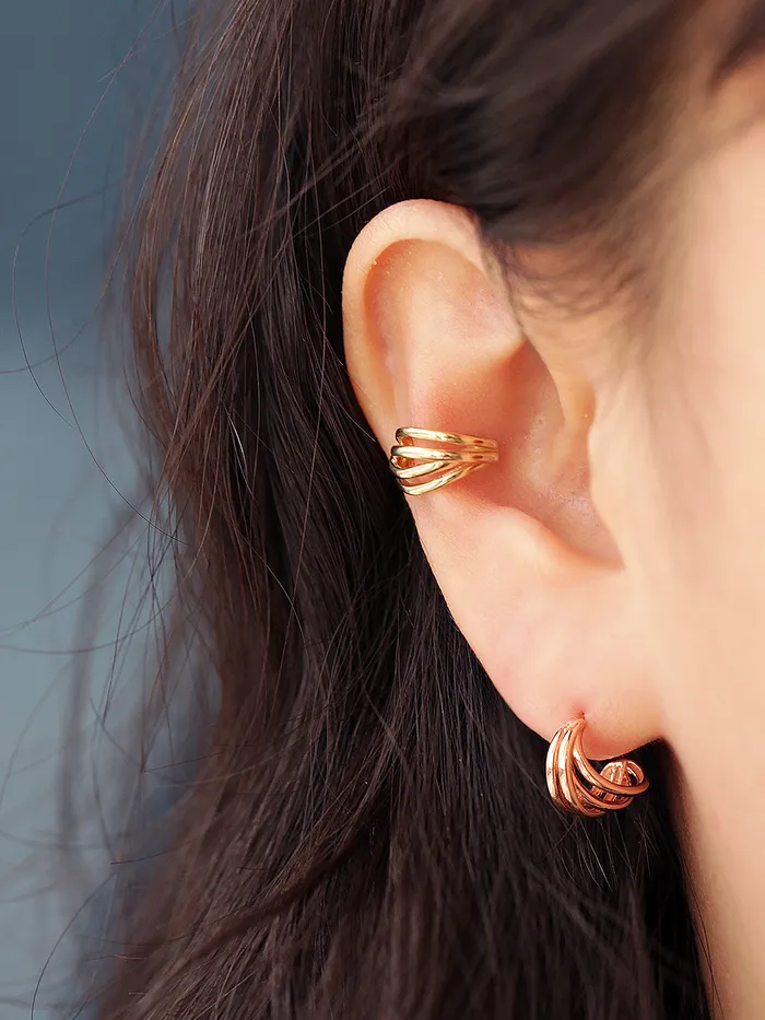 14K Gold 4 Line Cartilage Earring 20G MinimalBijoux Earrings
