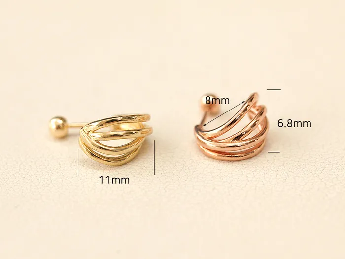 14K Gold 4 Line Cartilage Earring 20G MinimalBijoux Earrings