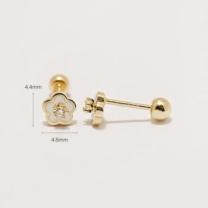 14K Gold Anica Flower Cartilage Earring 20G MinimalBijoux Earrings
