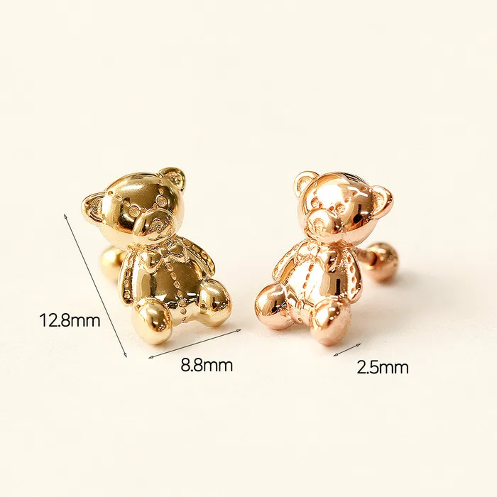 14K Gold Big Bear Cartilage Earring 18G16G MinimalBijoux Earrings