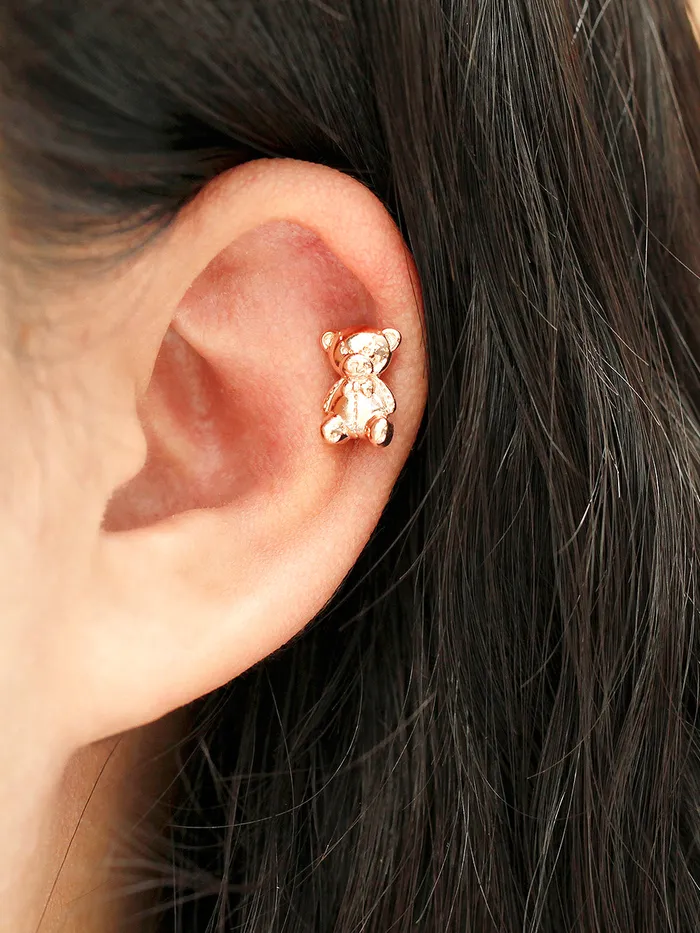 14K Gold Big Bear Cartilage Earring 18G16G MinimalBijoux Earrings
