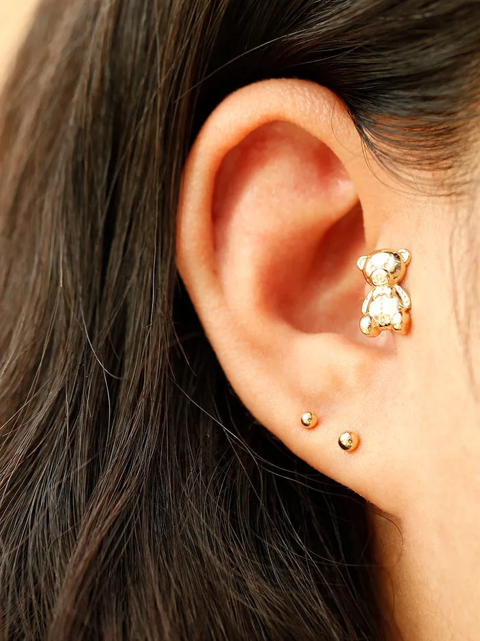 14K Gold Big Bear Cartilage Earring 18G16G MinimalBijoux Earrings