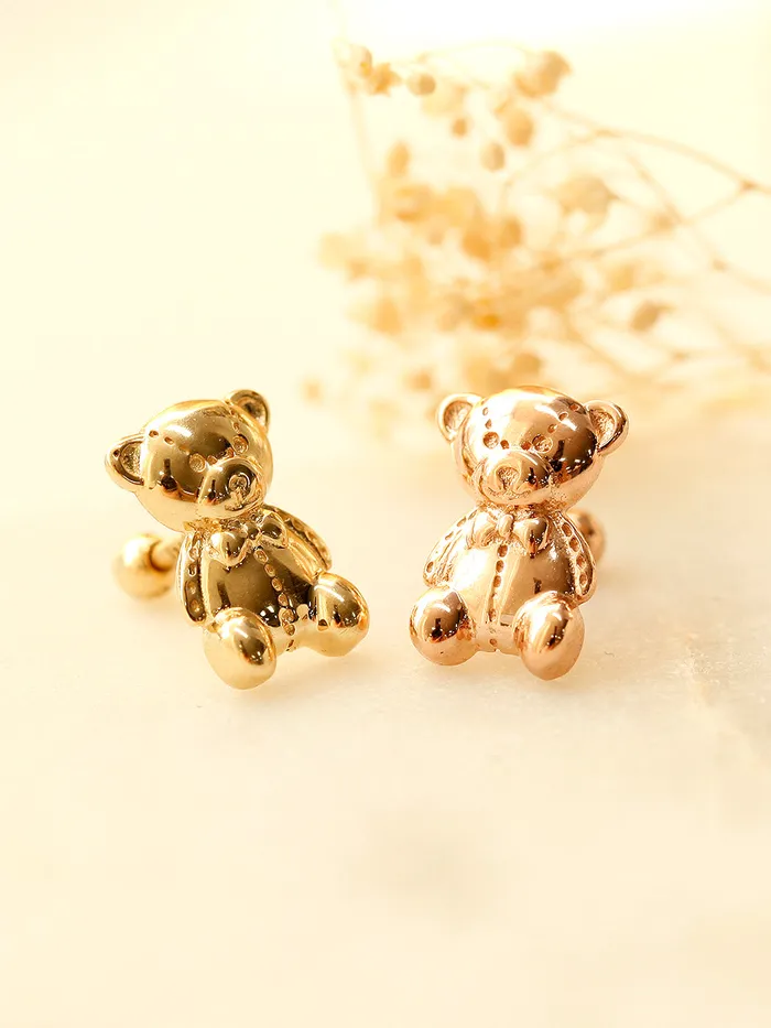 14K Gold Big Bear Cartilage Earring 18G16G MinimalBijoux Earrings