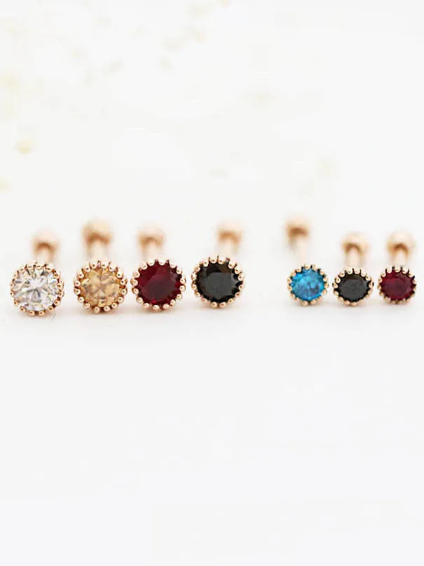 14K Gold Colorful Cubic Cartilage Earring 18g16g MinimalBijoux Earrings