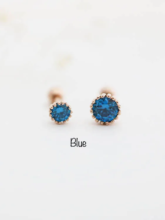 14K Gold Colorful Cubic Cartilage Earring 18g16g MinimalBijoux Earrings