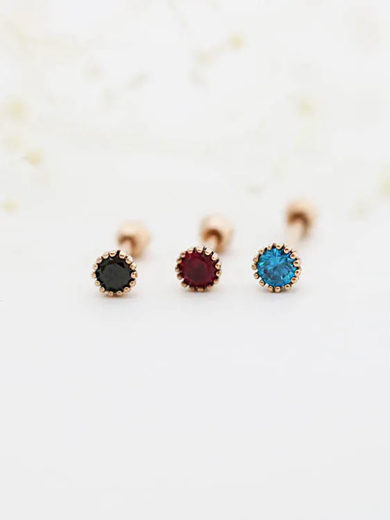 14K Gold Colorful Cubic Cartilage Earring 18g16g MinimalBijoux Earrings