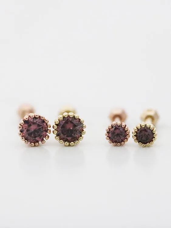 14K Gold Colorful Cubic Cartilage Earring 18g16g MinimalBijoux Earrings