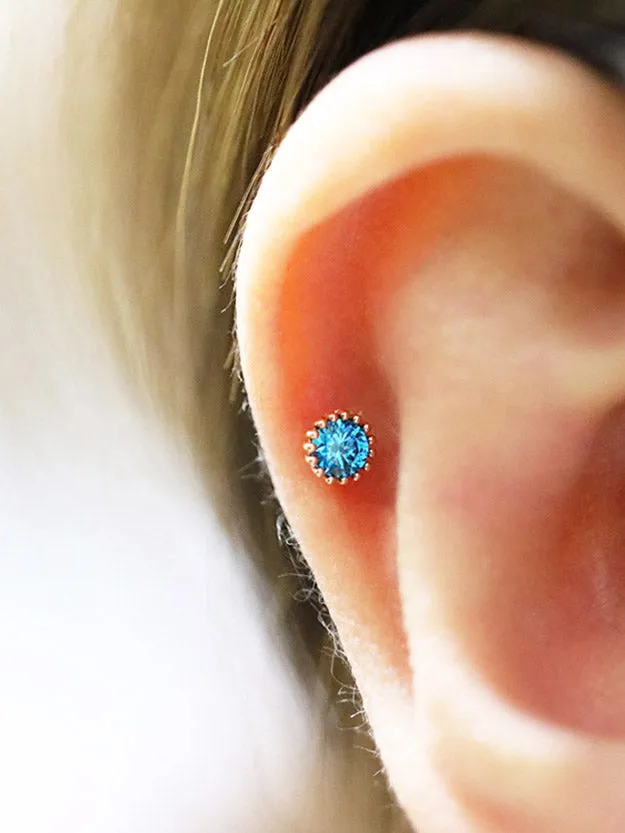 14K Gold Colorful Cubic Cartilage Earring 18g16g MinimalBijoux Earrings