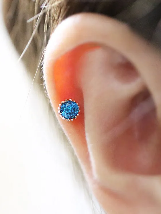 14K Gold Colorful Cubic Cartilage Earring 18g16g MinimalBijoux Earrings
