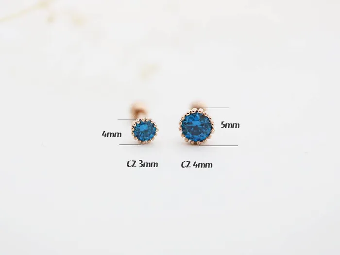 14K Gold Colorful Cubic Cartilage Earring 18g16g MinimalBijoux Earrings