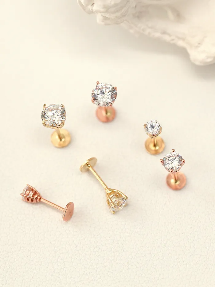 14K Gold Cubic Labret Piercing 3mm4mm5mm 20G MinimalBijoux PreStyled Sets