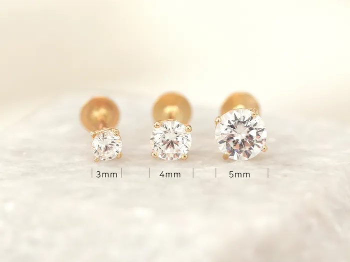 14K Gold Cubic Labret Piercing 3mm4mm5mm 20G MinimalBijoux PreStyled Sets