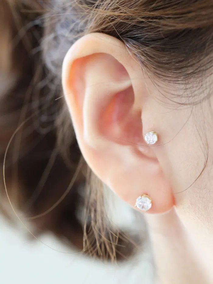 14K Gold Cubic Labret Piercing 3mm4mm5mm 20G MinimalBijoux PreStyled Sets