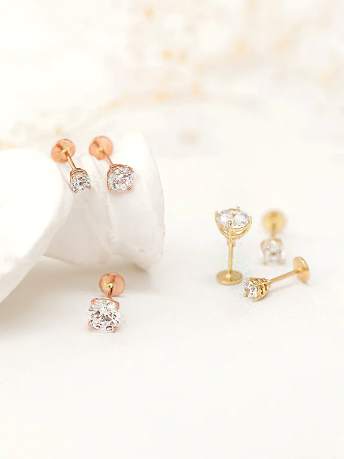 14K Gold Cubic Labret Piercing 3mm4mm5mm 20G MinimalBijoux PreStyled Sets
