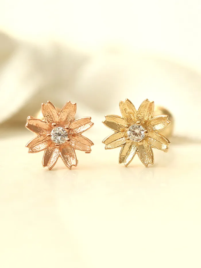 14K gold Flower Cubic cartilage earring 20g MinimalBijoux Earrings