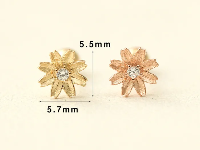 14K gold Flower Cubic cartilage earring 20g MinimalBijoux Earrings