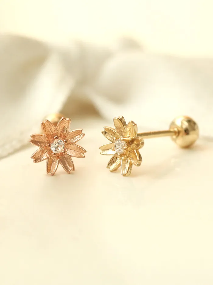 14K gold Flower Cubic cartilage earring 20g MinimalBijoux Earrings
