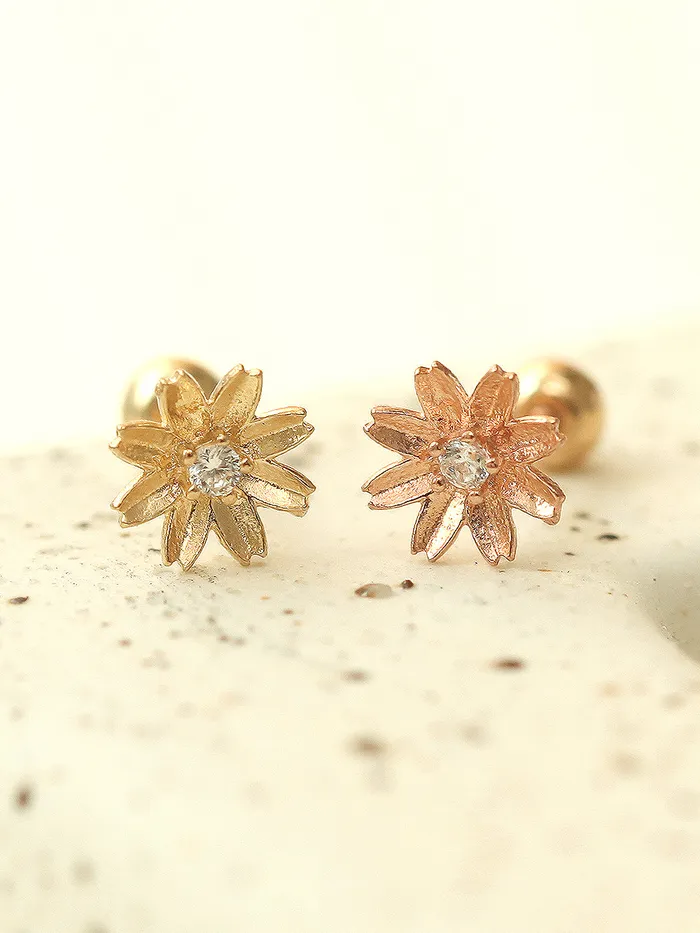 14K gold Flower Cubic cartilage earring 20g MinimalBijoux Earrings